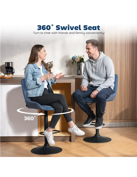 HOMCOM Set of Two Faux Leather Retro Bar Stools - Dark Blue