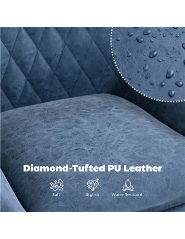 HOMCOM Set of Two Faux Leather Retro Bar Stools - Dark Blue