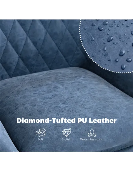 HOMCOM Set of Two Faux Leather Retro Bar Stools - Dark Blue