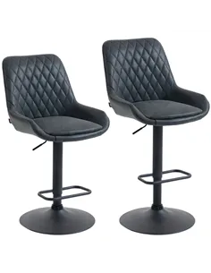 HOMCOM Set of Two Faux Leather Retro Bar Stools - Black