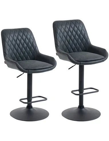 HOMCOM Set of Two Faux Leather Retro Bar Stools - Black