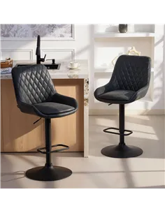 HOMCOM Set of Two Faux Leather Retro Bar Stools - Black 2