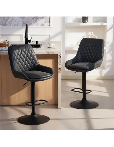 HOMCOM Set of Two Faux Leather Retro Bar Stools - Black