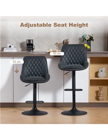 HOMCOM Set of Two Faux Leather Retro Bar Stools - Black