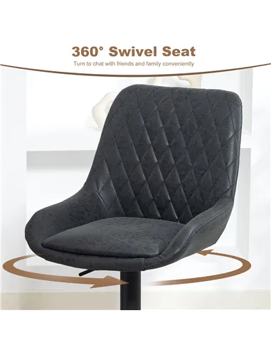 HOMCOM Set of Two Faux Leather Retro Bar Stools - Black