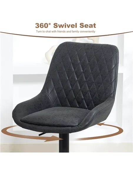 HOMCOM Set of Two Faux Leather Retro Bar Stools - Black