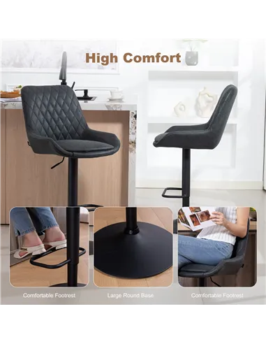 HOMCOM Set of Two Faux Leather Retro Bar Stools - Black