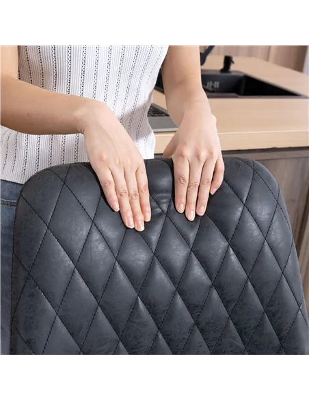 HOMCOM Set of Two Faux Leather Retro Bar Stools - Black