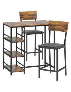 HOMCOM Three-Piece Compact Bar Table Set - Brown/Black