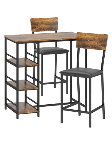 HOMCOM Three-Piece Compact Bar Table Set - Brown/Black