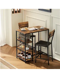 HOMCOM Three-Piece Compact Bar Table Set - Brown/Black 2