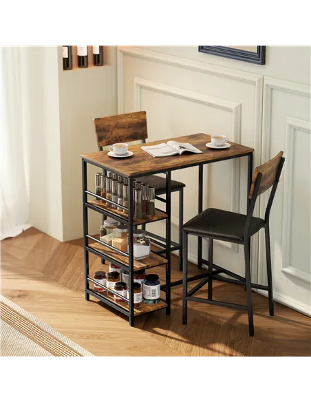 HOMCOM Three-Piece Compact Bar Table Set - Brown/Black