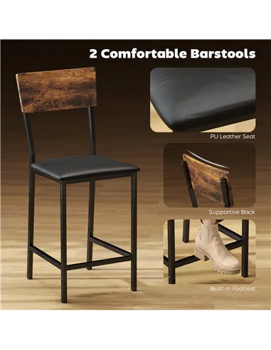 HOMCOM Three-Piece Compact Bar Table Set - Brown/Black