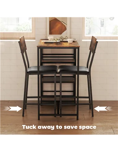 HOMCOM Three-Piece Compact Bar Table Set - Brown/Black