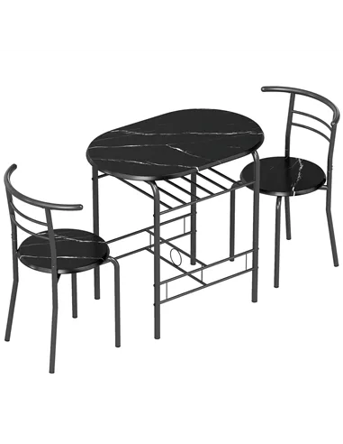 HOMCOM Three-Piece Compact Dining Set - Black