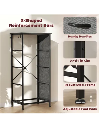 HOMCOM Chest of Four Fabric Drawers - Charcoal Grey