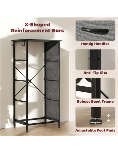 HOMCOM Chest of Four Fabric Drawers - Charcoal Grey