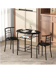 HOMCOM Three-Piece Compact Dining Set - Black 2