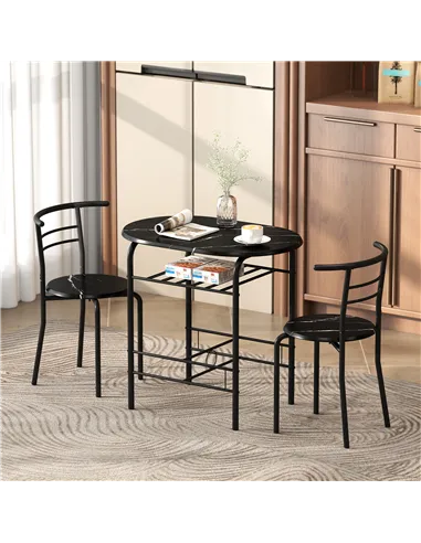 HOMCOM Three-Piece Compact Dining Set - Black