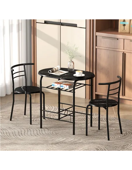HOMCOM Three-Piece Compact Dining Set - Black