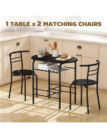 HOMCOM Three-Piece Compact Dining Set - Black