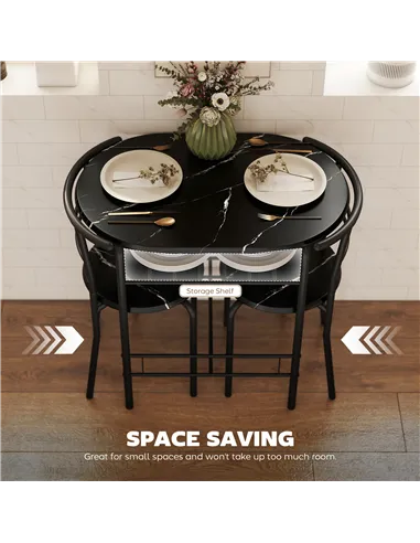 HOMCOM Three-Piece Compact Dining Set - Black