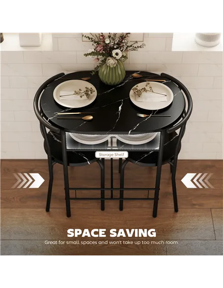 HOMCOM Three-Piece Compact Dining Set - Black
