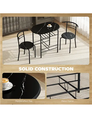 HOMCOM Three-Piece Compact Dining Set - Black