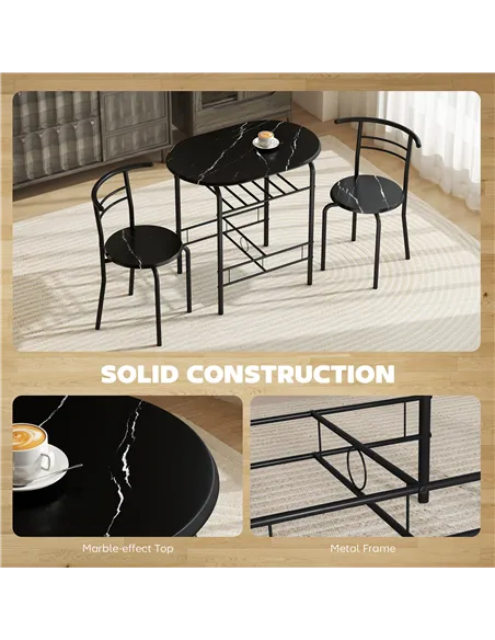 HOMCOM Three-Piece Compact Dining Set - Black