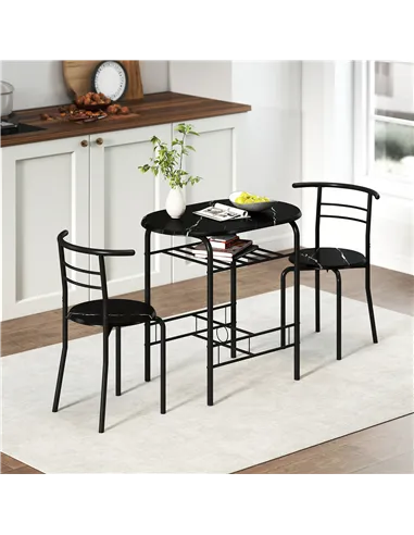 HOMCOM Three-Piece Compact Dining Set - Black