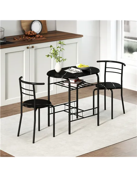 HOMCOM Three-Piece Compact Dining Set - Black