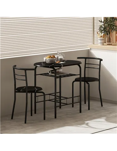 HOMCOM Three-Piece Compact Dining Set - Black