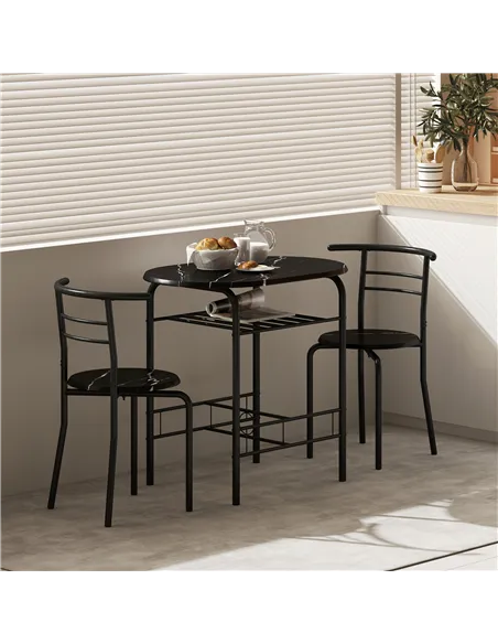 HOMCOM Three-Piece Compact Dining Set - Black