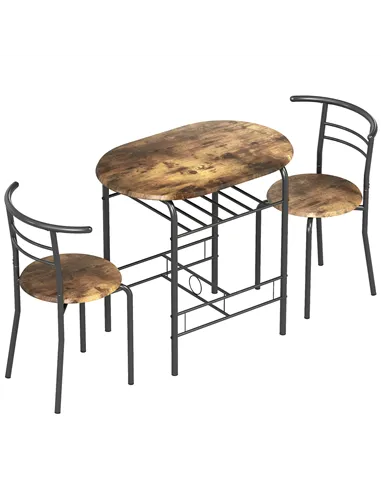 HOMCOM Three-Piece Compact Dining Set - Rustic Brown
