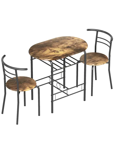 HOMCOM Three-Piece Compact Dining Set - Rustic Brown