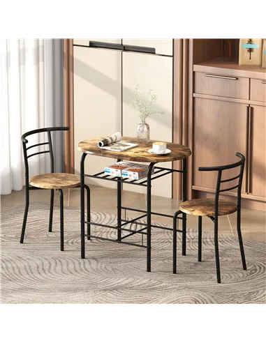 HOMCOM Three-Piece Compact Dining Set - Rustic Brown
