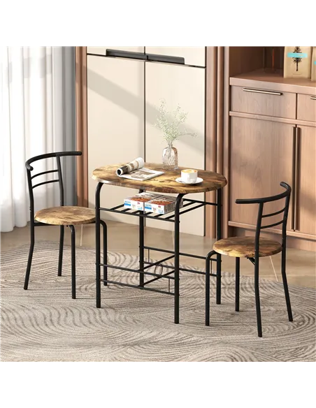 HOMCOM Three-Piece Compact Dining Set - Rustic Brown