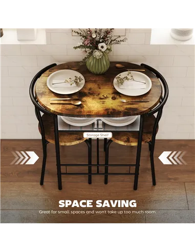 HOMCOM Three-Piece Compact Dining Set - Rustic Brown