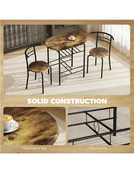 HOMCOM Three-Piece Compact Dining Set - Rustic Brown