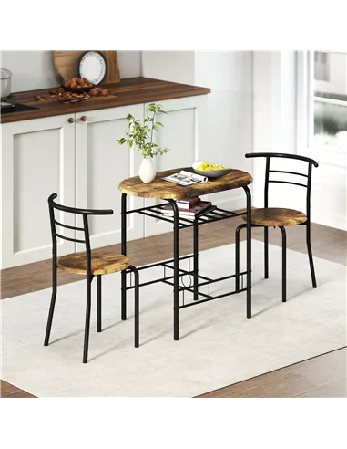 HOMCOM Three-Piece Compact Dining Set - Rustic Brown