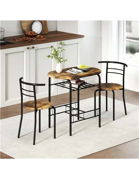 HOMCOM Three-Piece Compact Dining Set - Rustic Brown