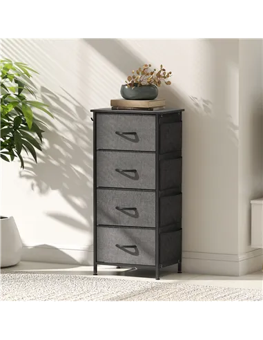 HOMCOM Chest of Four Fabric Drawers - Charcoal Grey
