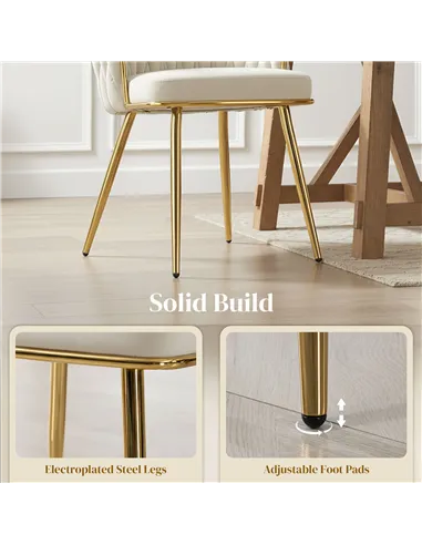 HOMCOM Velvet-Feel Dining Chairs Set of 2, Modern Upholstered Kitchen Chairs with Woven Backrest and Armrests, Metal Legs and Pa