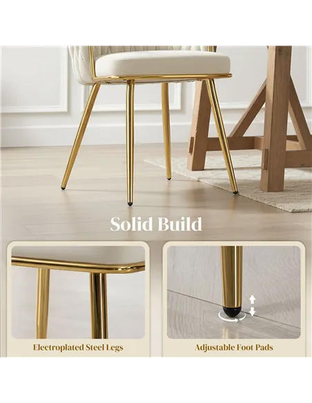 HOMCOM Velvet-Feel Dining Chairs Set of 2, Modern Upholstered Kitchen Chairs with Woven Backrest and Armrests, Metal Legs and Pa