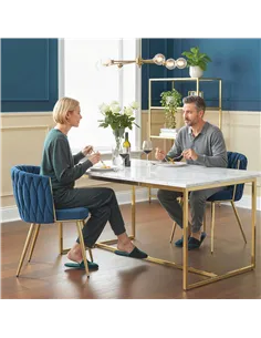 HOMCOM Velvet-Feel Dining Chairs Set of 2, Modern Upholstered Kitchen Chairs with Woven Backrest and Armrests, Metal Legs and Pa 2