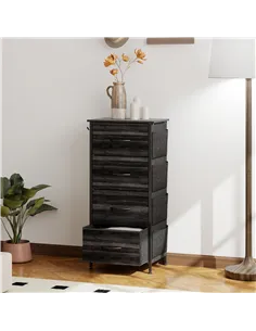 HOMCOM Chest of Four Fabric Drawers - Black 2