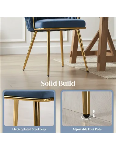 HOMCOM Velvet-Feel Dining Chairs Set of 2, Modern Upholstered Kitchen Chairs with Woven Backrest and Armrests, Metal Legs and Pa