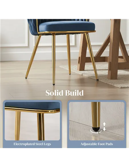 HOMCOM Velvet-Feel Dining Chairs Set of 2, Modern Upholstered Kitchen Chairs with Woven Backrest and Armrests, Metal Legs and Pa