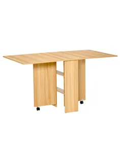 HOMCOM Folding Dining Table, Drop Leaf Table for Small Spaces, Foldable Rectangular Tabletop with Storage Shelves for Kitchen, D