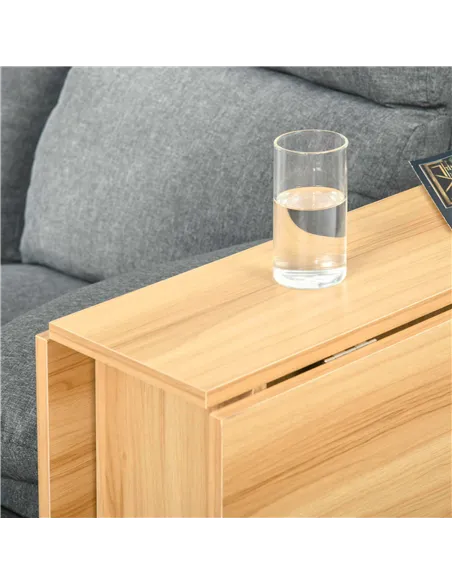 HOMCOM Folding Dining Table, Drop Leaf Table for Small Spaces, Foldable Rectangular Tabletop with Storage Shelves for Kitchen, D